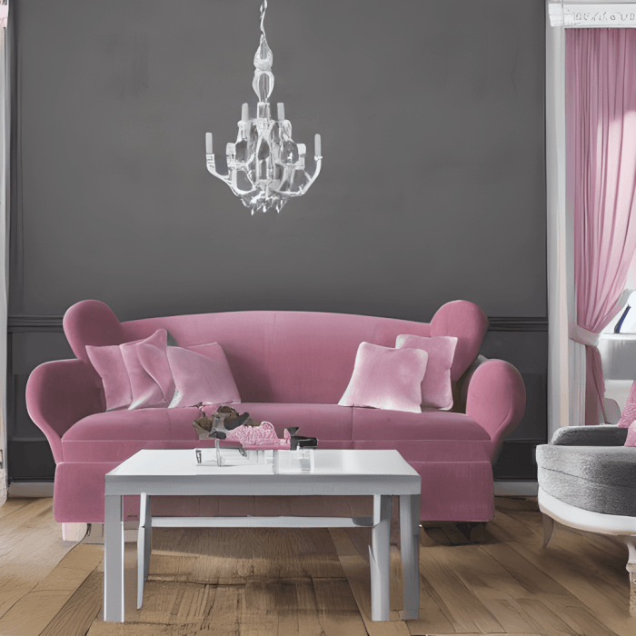 Wohnzimmer grau rosa weiß