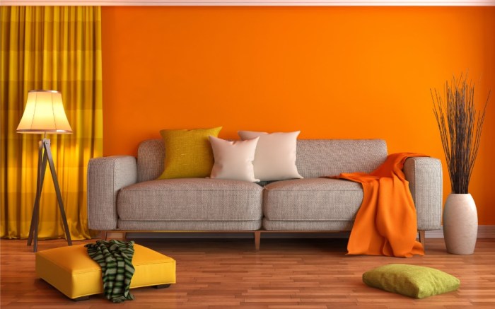 Wohnzimmer gelb orange