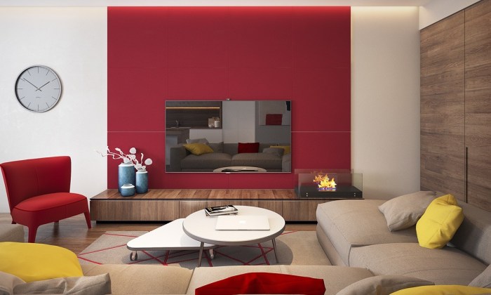 Wandfarbe rot wohnzimmer